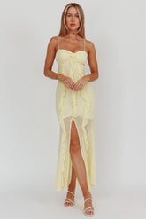 Frannie Vertical Ruffle Maxi Dress Lemon