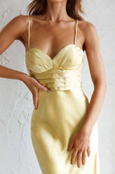 Azara Pintuck Bodice Maxi Dress Yellow
