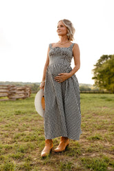 Kinslee Midi Dress - Black Gingham