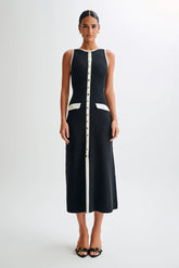 Sawyer Sleeveless Buttoned Maxi Dress - Black/White