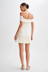 Melina Slinky Off Shoulder Mini Dress - Ivory