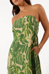 Penny Strapless Midi Dress - Ibiza Palm