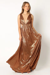 Shania Pleated Maxi Dress - Bronze
