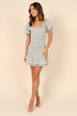 Marabella Shirred Mini Dress - Blue