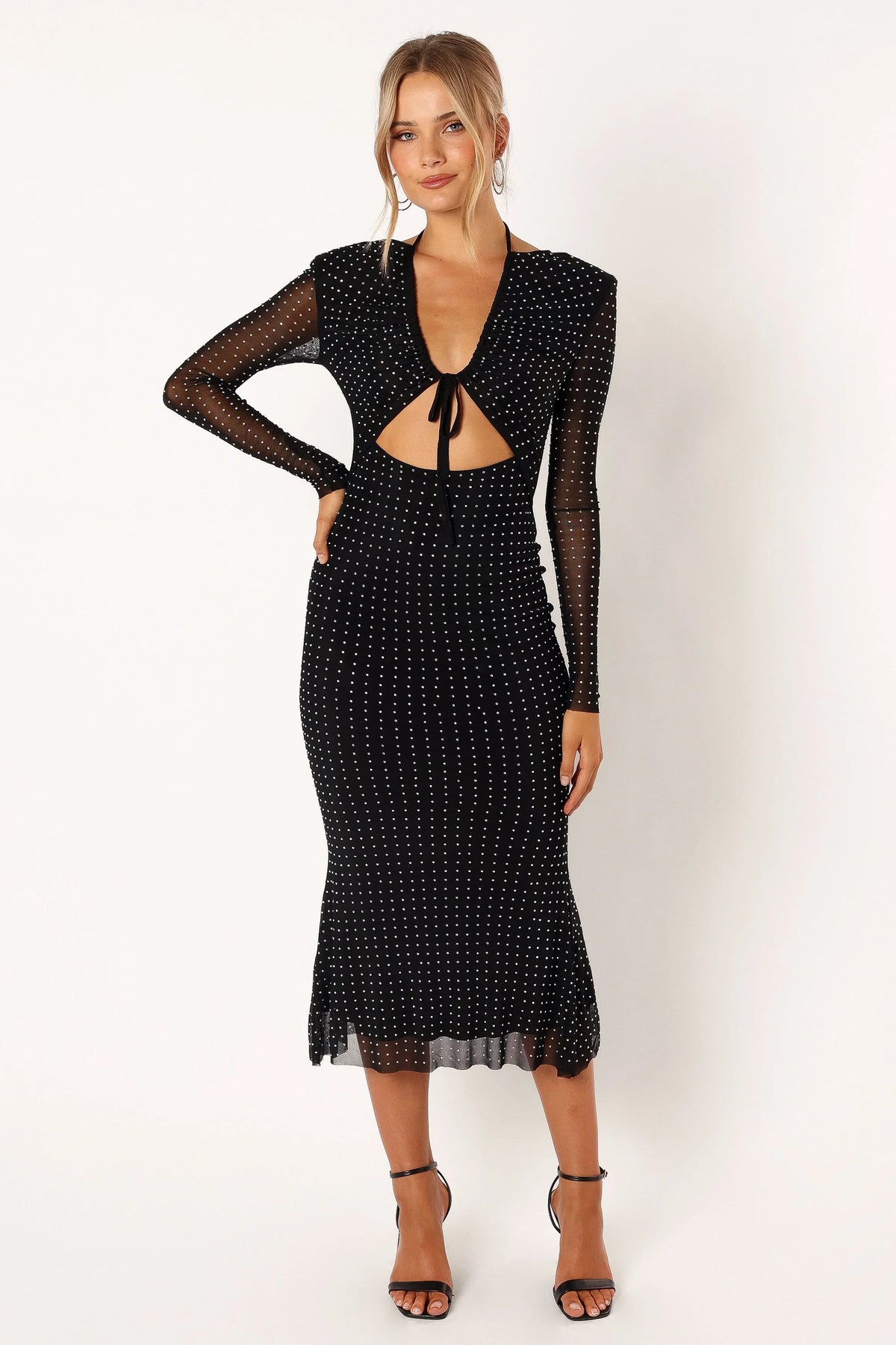 Salvatore Long Sleeve Midi Dress - Black