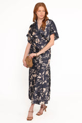 Laurent Midi Dress - Navy Cream Floral