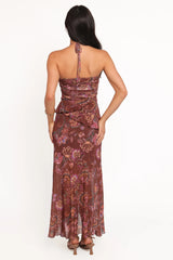 Sorbet Midi Dress - Brown Floral
