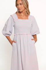 Lille Midi Dress - Blue Gingham