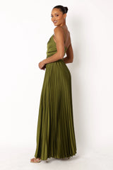 Naira Pleated Maxi Dress - Palm Green