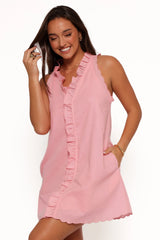 Cassandra Ruffle Mini Dress - Pale Pink