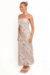 Saskia Strapless Midi Dress - Brown