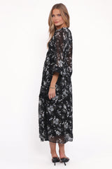 Mavis Long Sleeve Maxi Dress - Black Floral