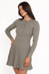 Darlina Long Sleeve Mini Dress - Olive