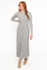 Alison Long Sleeve Maxi Dress - Grey