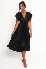 Nova Flutter Sleeve Dress - Black