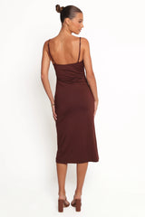 Ashy Midi Dress - Brown