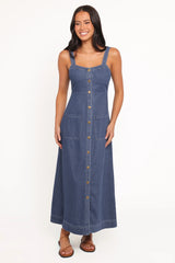 Bettie Midi Dress - Mid Blue Denim