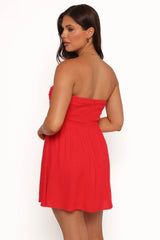 Katy Strapless Mini Dress - Red