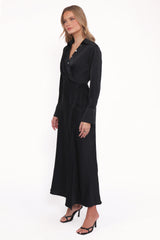 Verna Long Sleeve Maxi Dress - Black