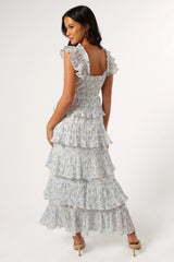 Cayson Midi Ruffle Dress - Cream Lavender