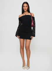 Fable Off The Shoulder Mini Dress Black
