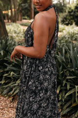 Lennon Halterneck Maxi Dress - Black Floral