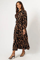Lincoln Long Sleeve Maxi Dress - Black/Beige