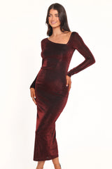 Charles Midi Dress - Burgundy