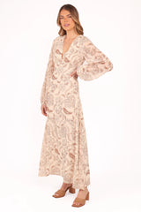 Riba Midi Dress - Brown Paisley
