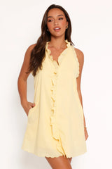Cassandra Ruffle Mini Dress - Butter Yellow