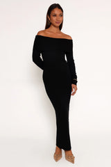 Archie Off the Shoulder Midi Dress - Black