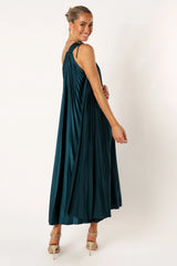 Selena One Shoulder Midi Dress - Emerald