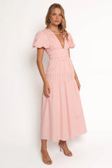 Joedy Puff Sleeve Midi Dress - Pale Pink