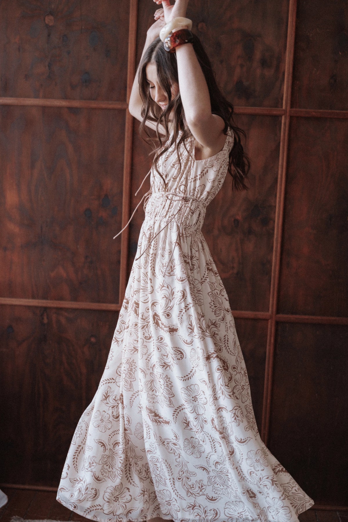 Safira Midi Dress - Brown Paisley