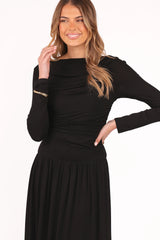 Shirley Long Sleeve Maxi Dress - Black