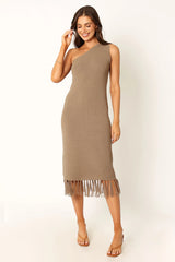 Winne One Shoulder Knit Dress - Olive