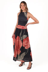 Carlin Midi Dress - Black Floral