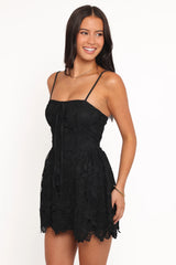 Roselle Lace Mini Dress - Black