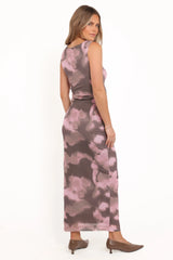 Alyssa Maxi Dress - Pink/Brown Print