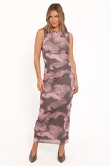 Alyssa Maxi Dress - Pink/Brown Print