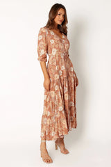 Kelda Dress - Tan Floral