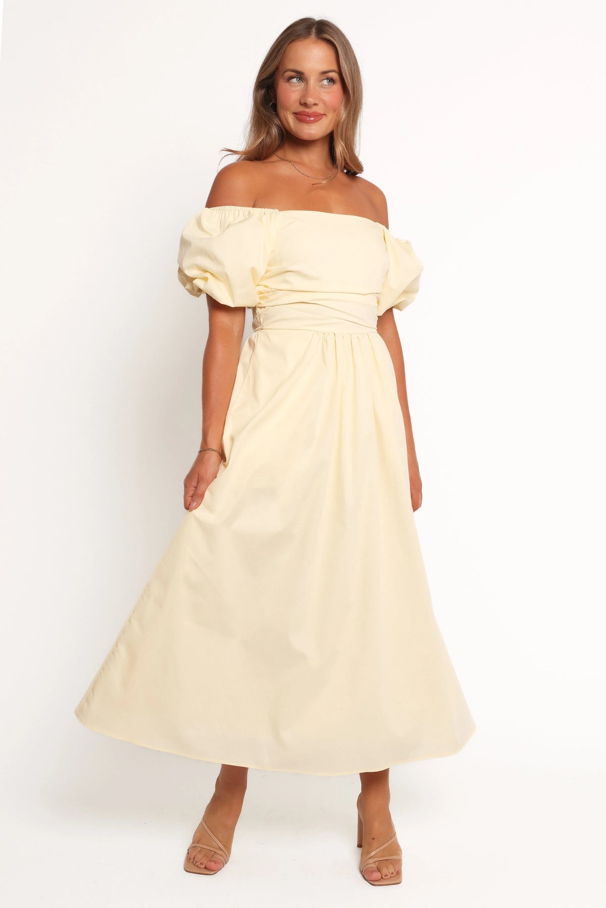 Clo Puff Sleeve Midi Dress - Yellow