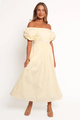Clo Puff Sleeve Midi Dress - Yellow