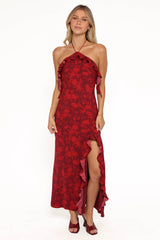 Patricia Maxi Dress - Burgundy/Red Floral