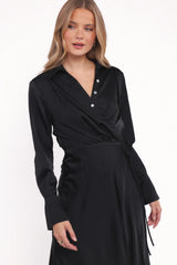 Verna Long Sleeve Maxi Dress - Black
