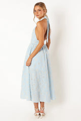Taila Halterneck Midi Dress - Blue Floral