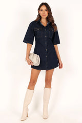 Hailey Denim Mini Dress - Dark Denim