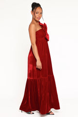 Betina Bow Front Maxi Dress - Red Velvet