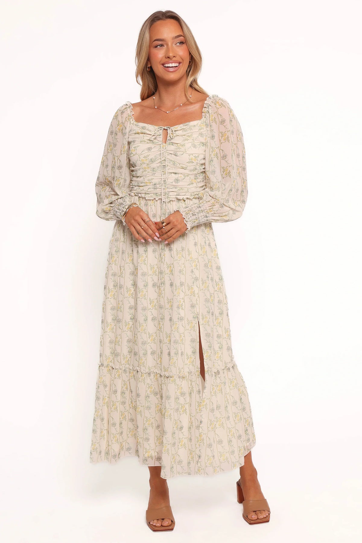 Keziah Long Sleeve Maxi Dress - Yellow Floral