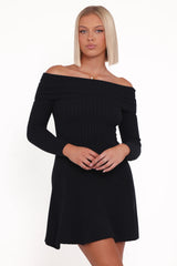 Francisco Long Sleeve Mini Dress - Black